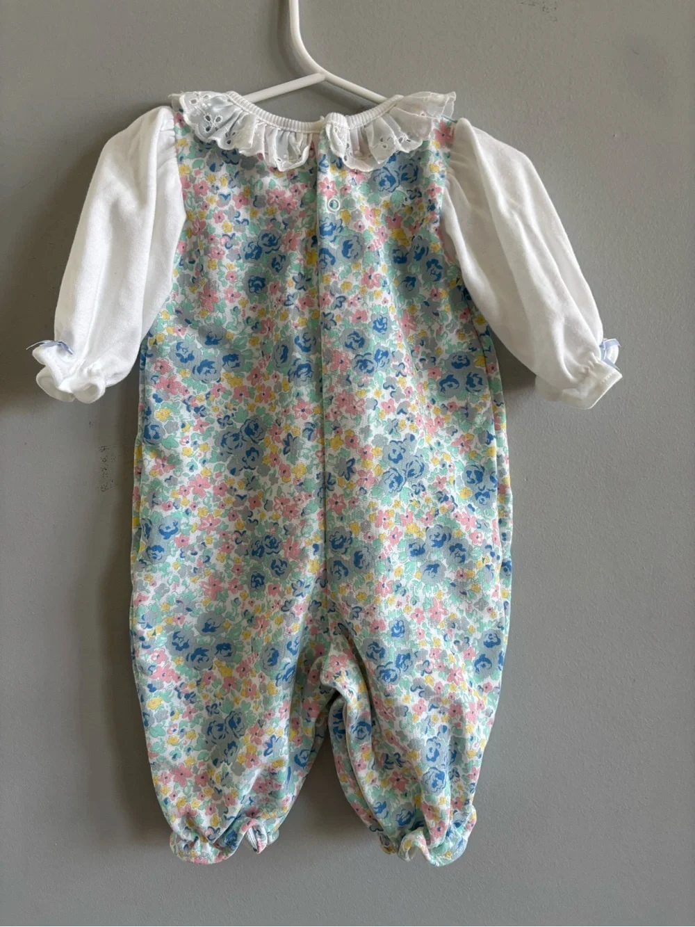 VTG Buster Brown Baby Floral One-Piece Romper with White Ruffle Collar 3-6 m